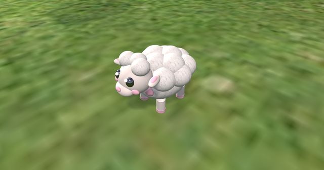 A white sheep plushie with pink cheeks and a pink bow.